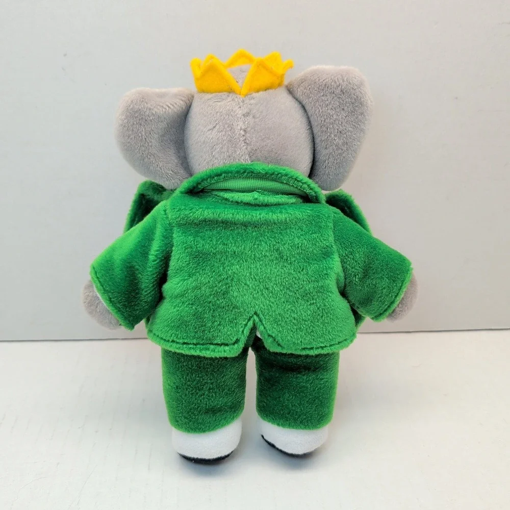 Vintage 1988 Babar the Elephant Plush Gund Green Suit Yellow Crown 8 inch Toy
